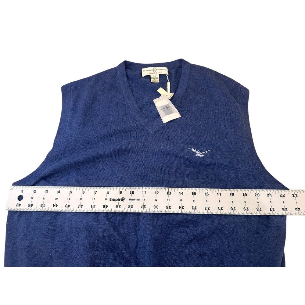 Fairway and Greene Golf Sweater Vest Mens Large Blue V-neck Pullover Pima Cotton - Picture 8 of 10
